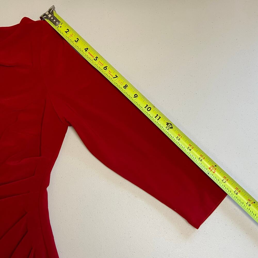 Lauren Ralph Lauren Red Boat Neck Side Ruched Sheath Dress Size 6 - Picture 5 of 9